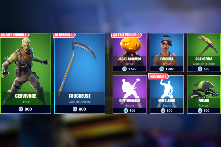 Boutique Fortnite 27 octobre